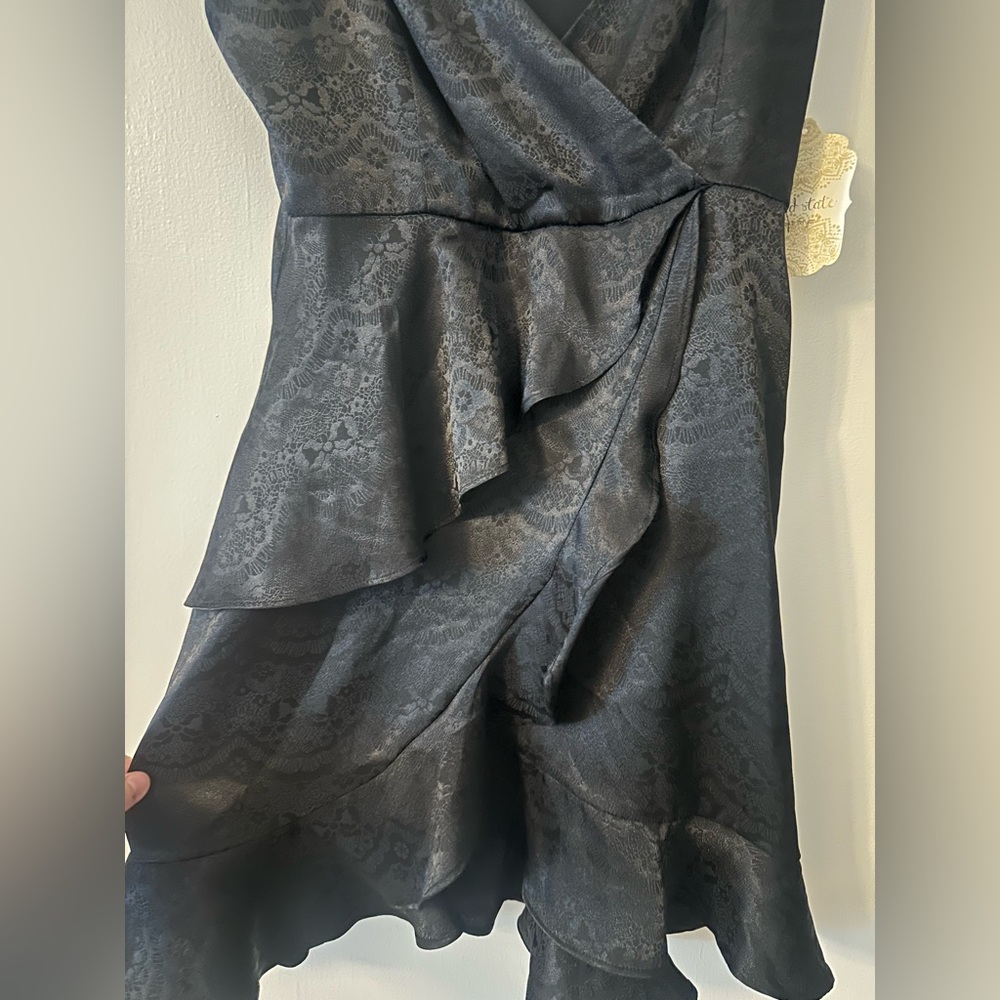 NWT Altar’d State Satin Floral Layered Black Dress Women’s Size M - Picture 5 of 6